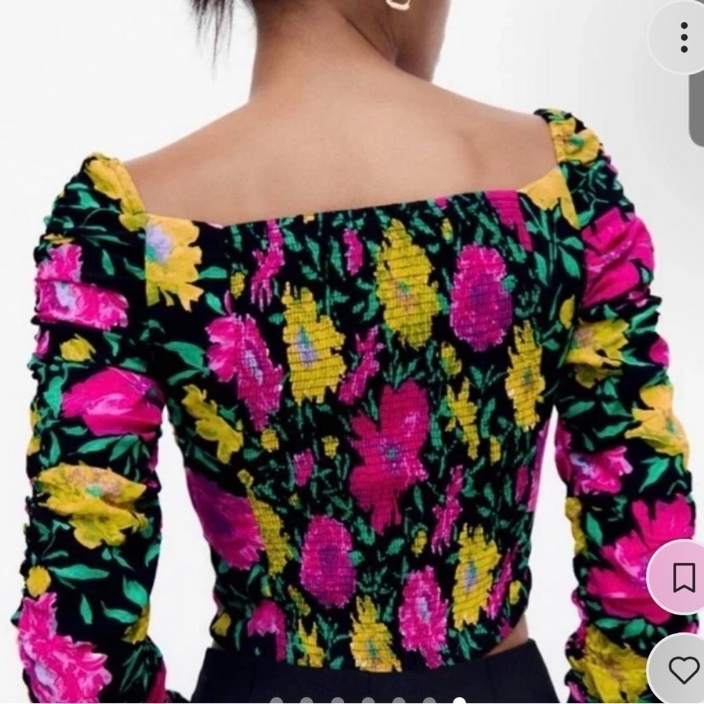 ⚡️10$ sale⚡️ Zara Women's Long Sleeve Floral Crop Top Size XS - Picture 8 of 8
